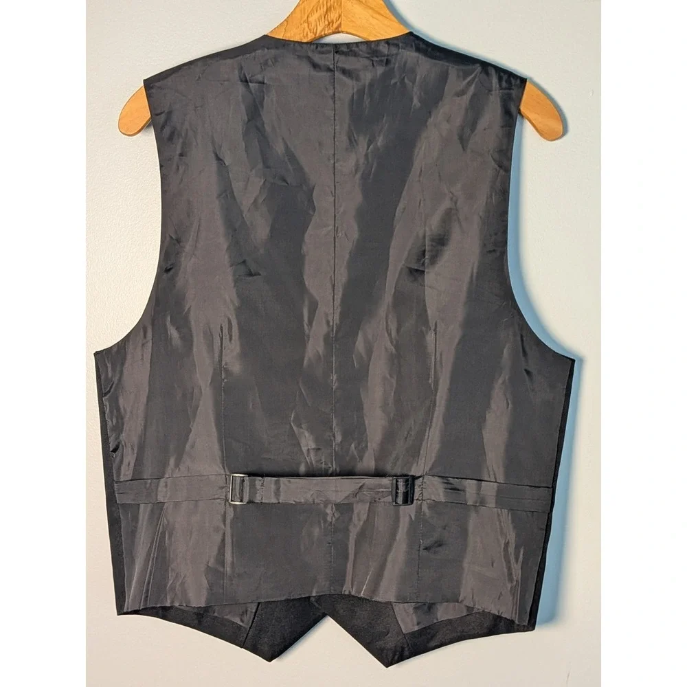 Pierre Cardin Mens Black Formal Suit Vest Waistcoat Adjustable Back Size Medium